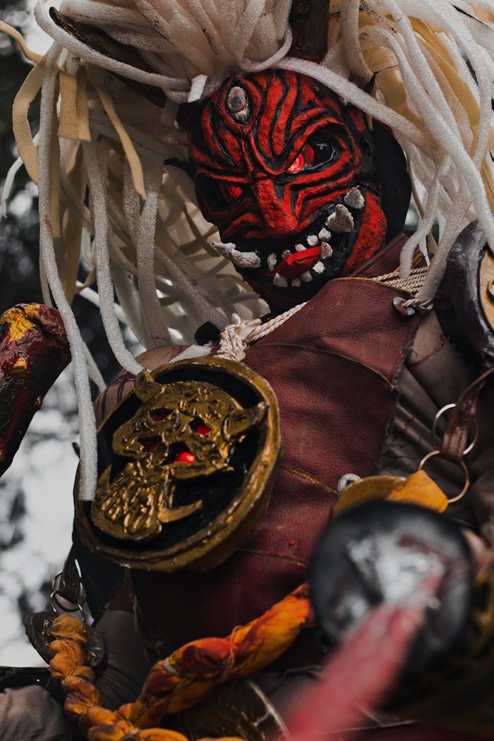 Stunning demon cosplay featuring detailed design and bold colors.